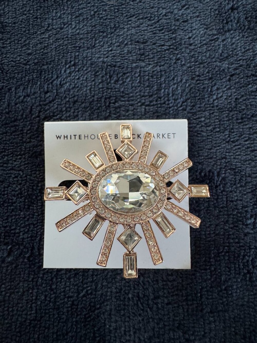 White House Black Market Rose Gold Starburst Crystal Brooch (NWT)